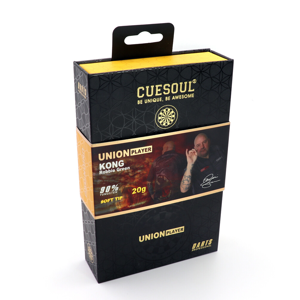 CUESOUL Robbie 'KONG' Green 20g 90% Tungsten Soft Tip Dart Set-Silver