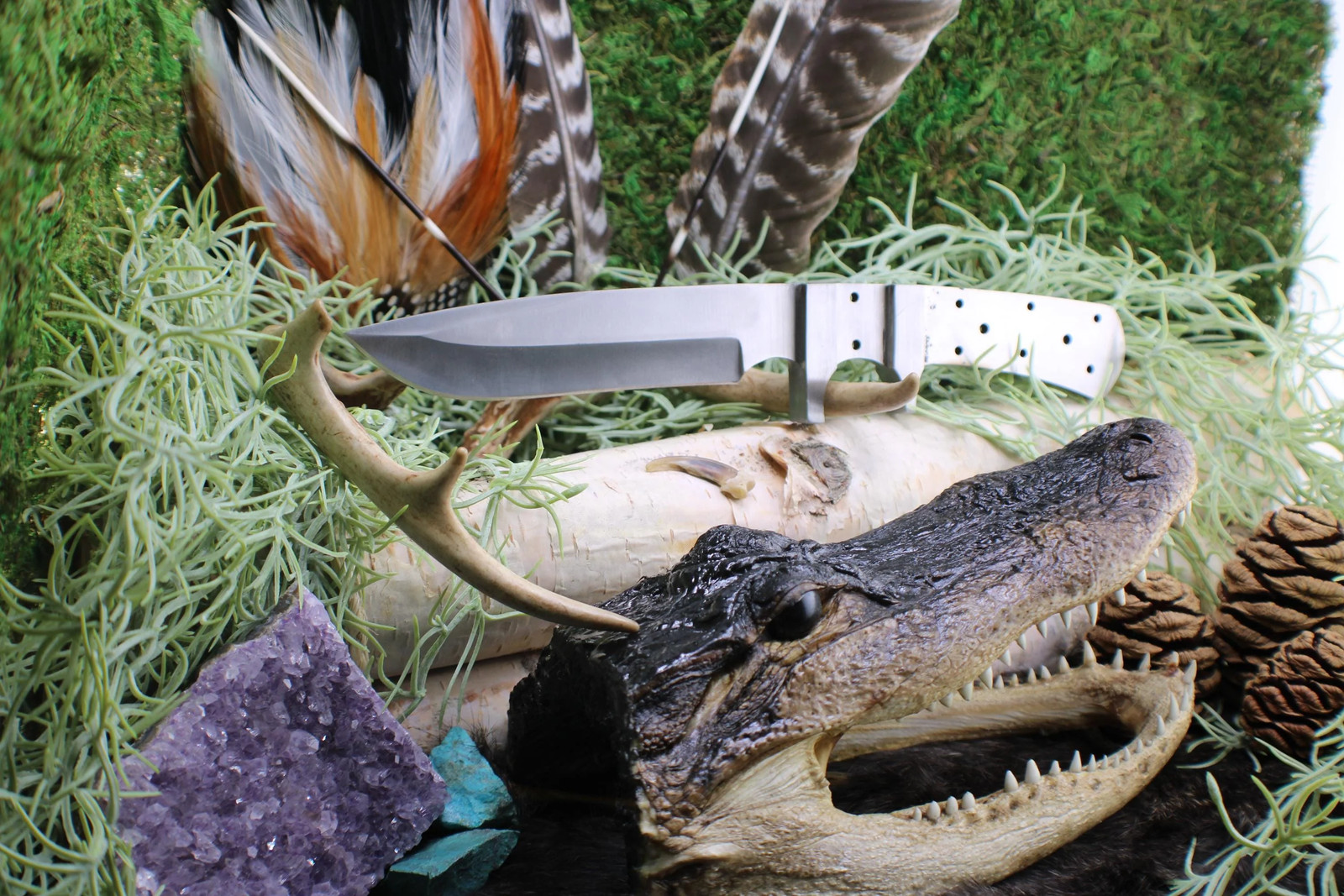 DIY Clip Point Hunting Knife Making Kit: 440C Blade, Bone/Horn Handle