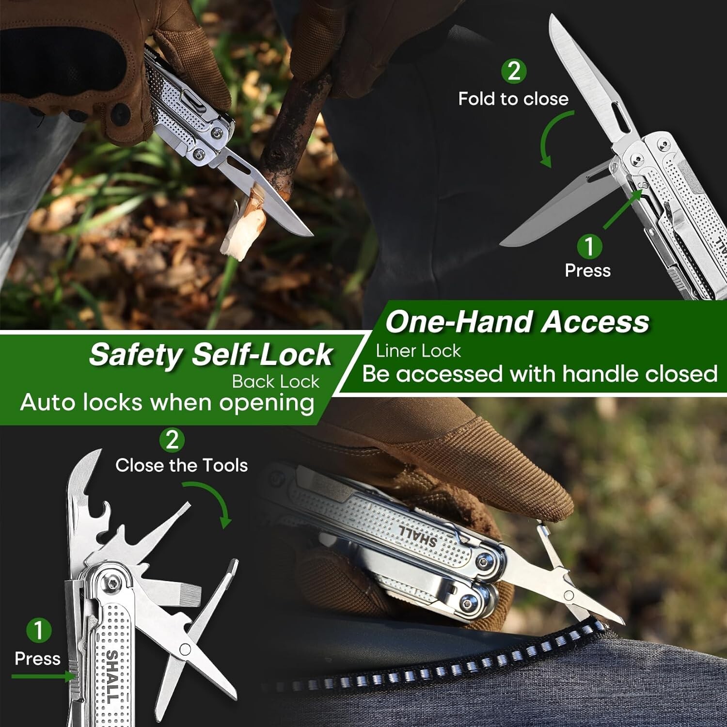 SHALL 18in1 Multitool Pliers,Multi Tool,Stainless Steel Multi-tool Pocket Knife