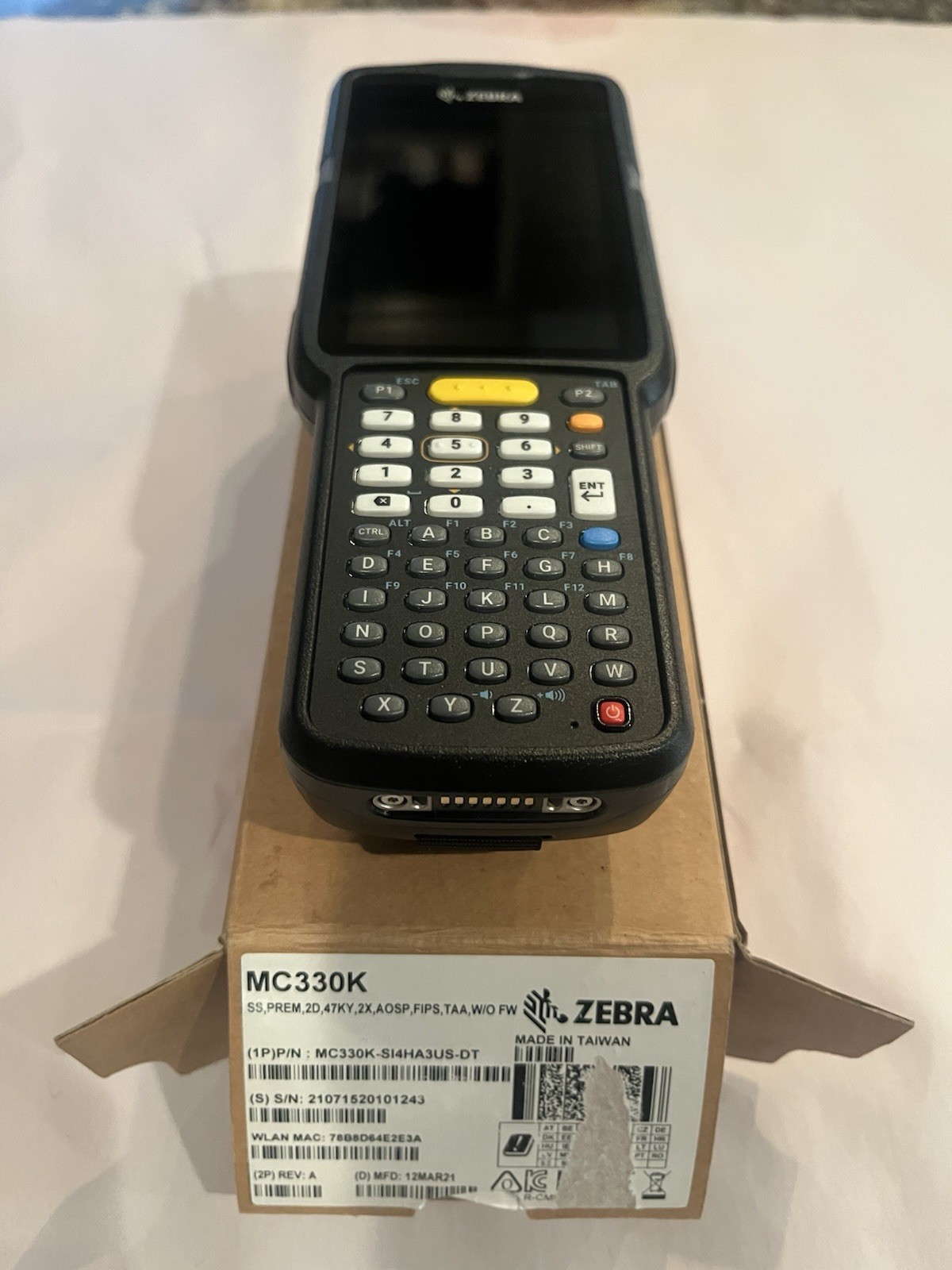 Zebra MC3300 MC330K-SI4HA3US-DT Mobile Computer Barcode Scanner 47 Key 2D