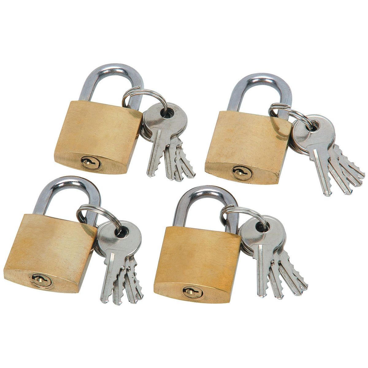 Bunker Hill Security 4 Pc Brass Body Hardened Shackle Keyed Alike Mini Padlocks