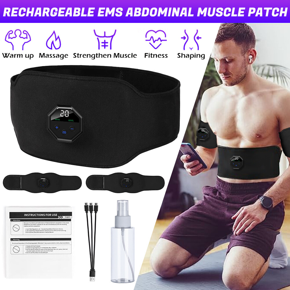 Abdominal Toning Belt Abs Training EMS Electric Muscle Stimulation Rechargeable