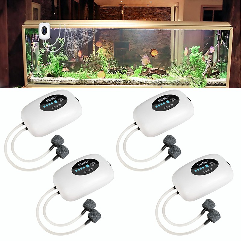 1-4Pcs Air Pump Rechargeable Aerator Oxygen Pump Portable Air Bubbler Fish Tank