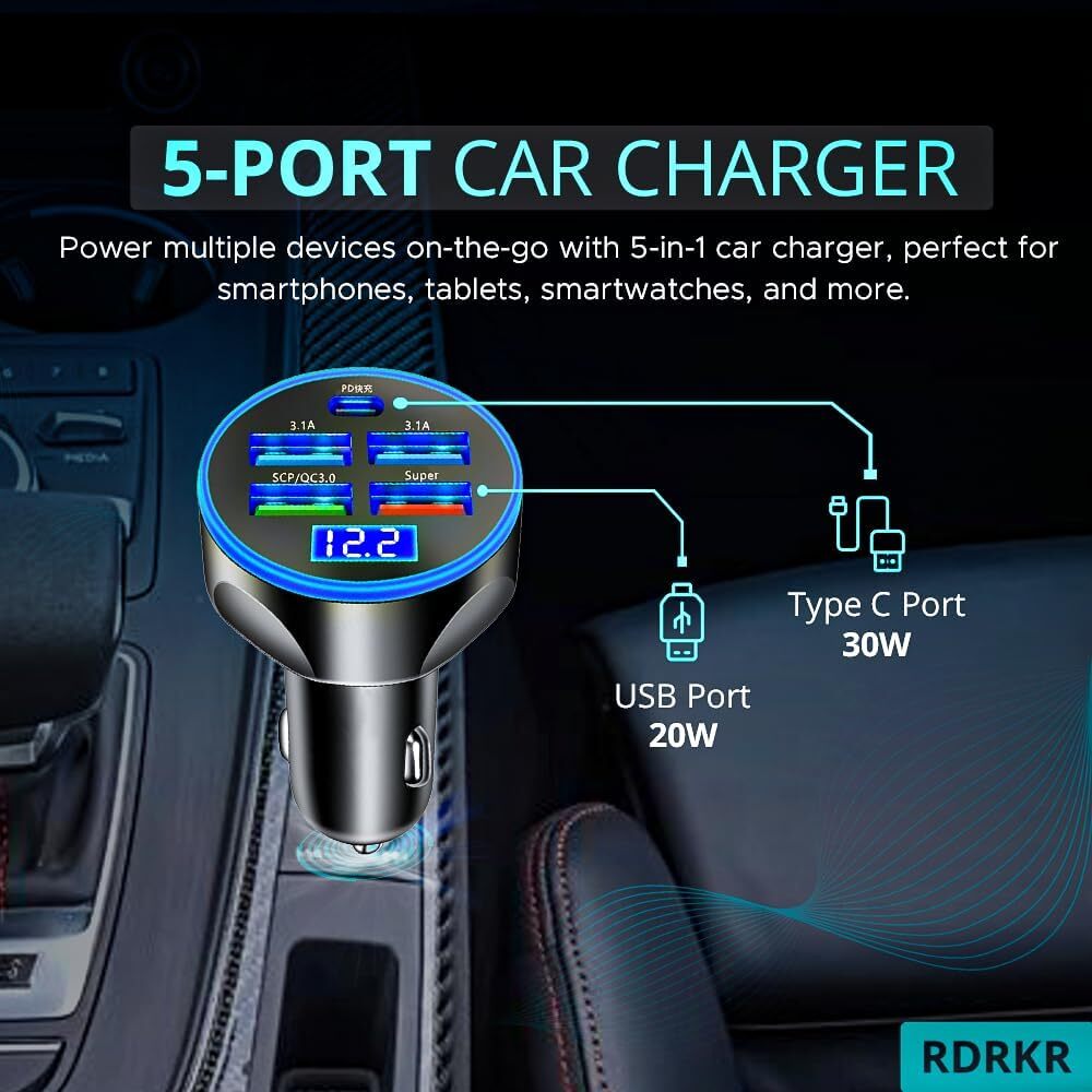 4 USB Port Super Fast Car Charger Adapter for iPhone Samsung Android Cell Phone