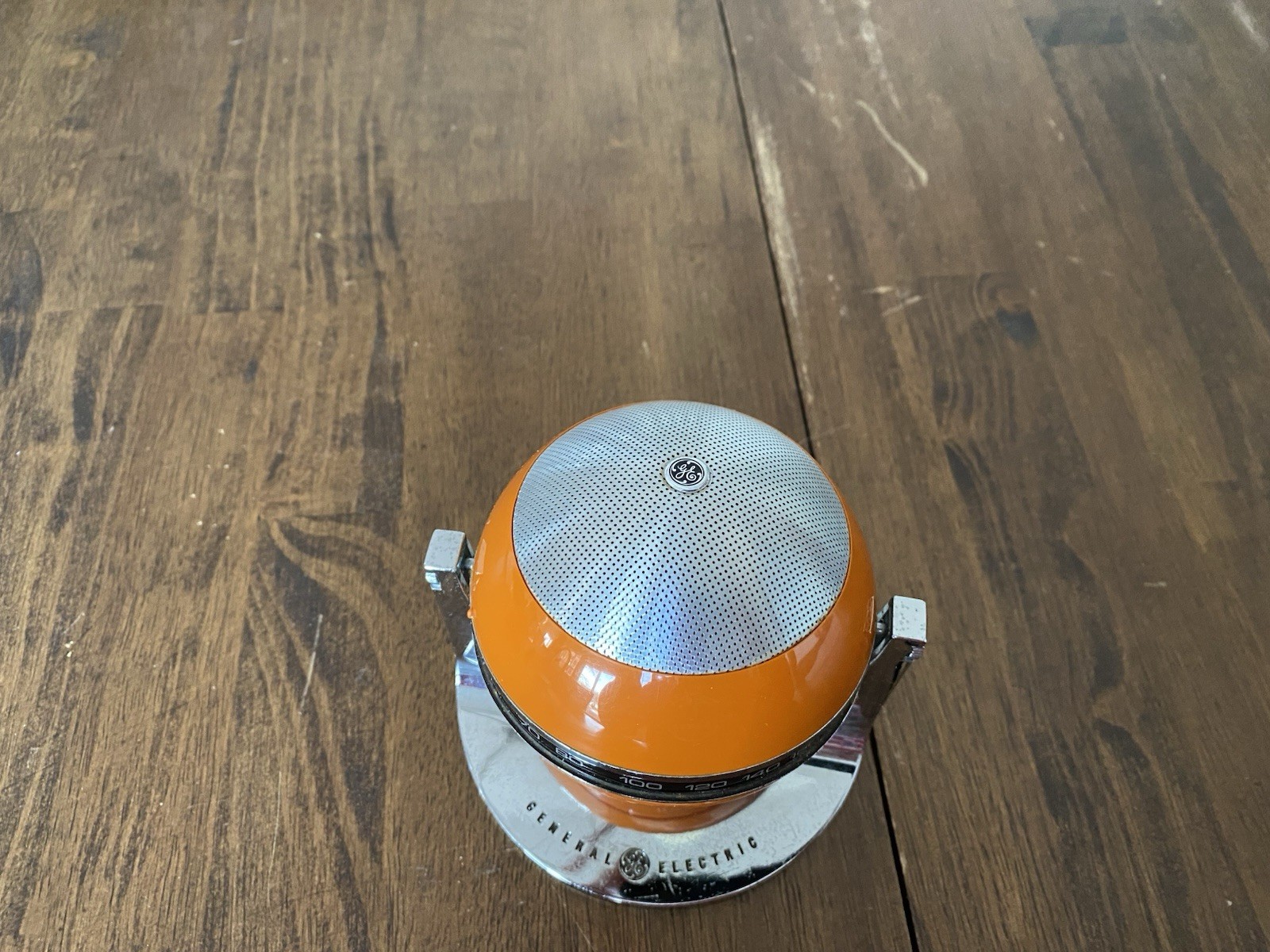 NICE - GE Round Orbiter Orange AM Transistor Radio Works Vintage MCM Rare