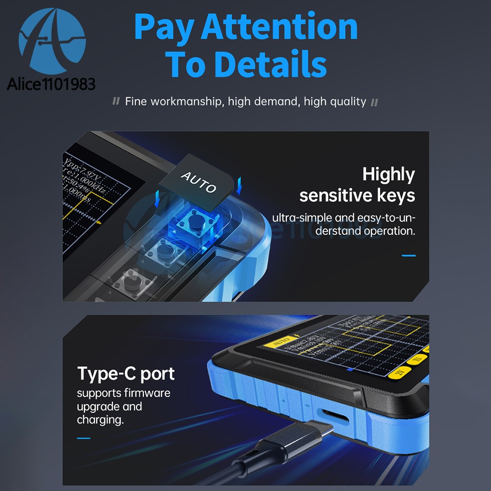 DSO 152 Handheld Small Oscilloscope Portable Digital Oscilloscope 200KHz 5V/1A
