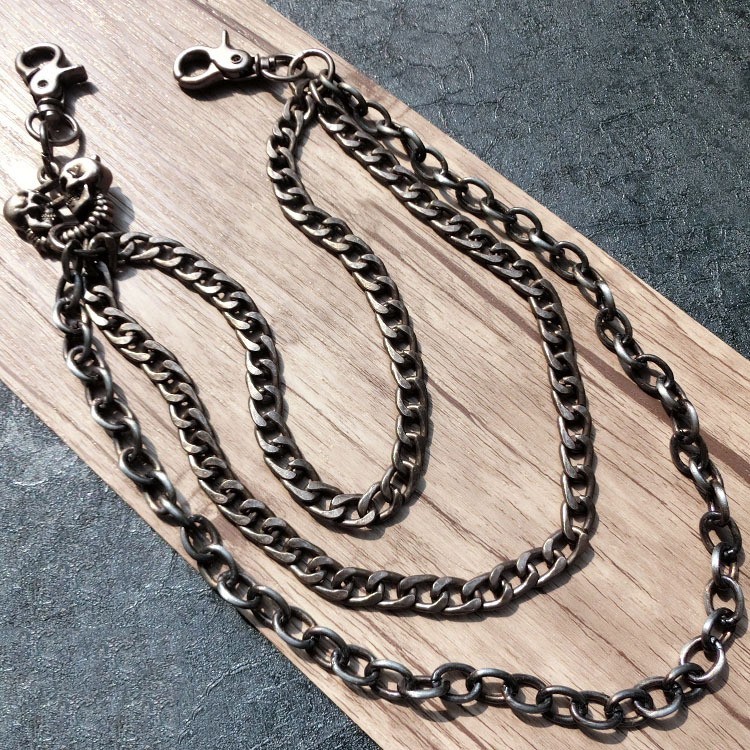 Vintage Long Strong Leash Biker Trucker Key Jean Heavy Wallet Chain Skull Bullet
