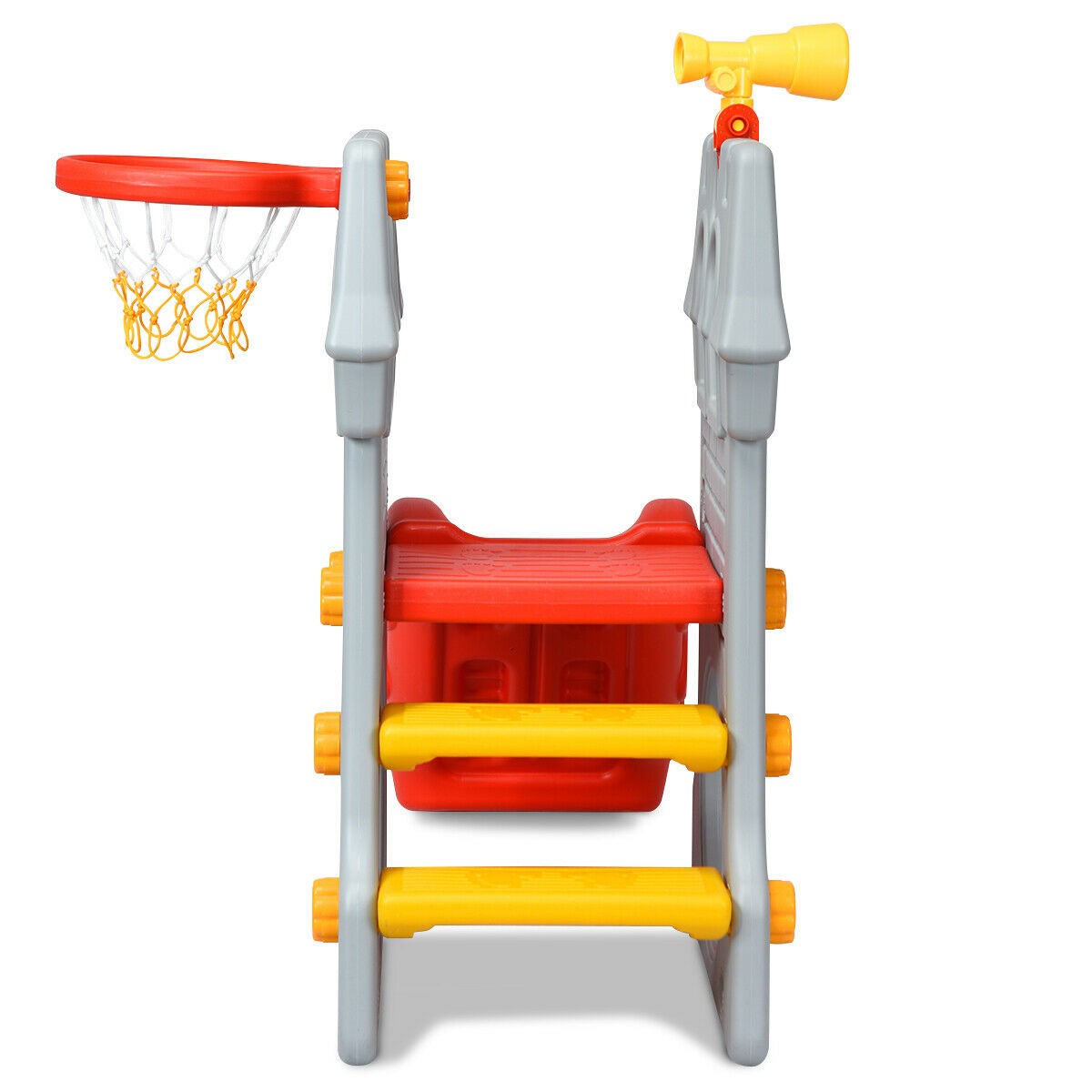 2-Step Children Castle Slide Basketball Hoop and Telescope Toy Indoor & Outdoor