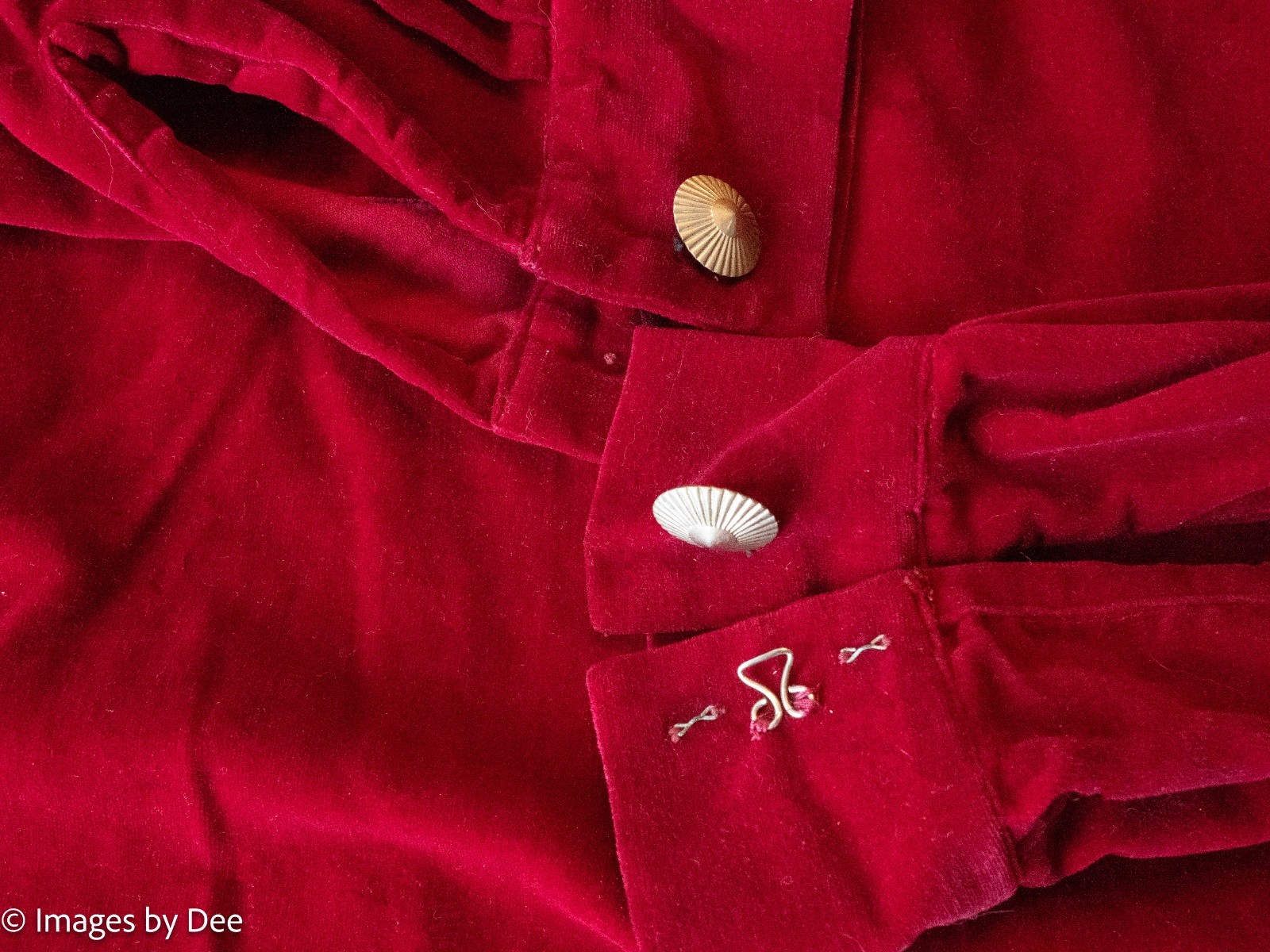 Vintage Navajo Handmade Red Velvet Shirt Sterling and Turquoise Collar tips