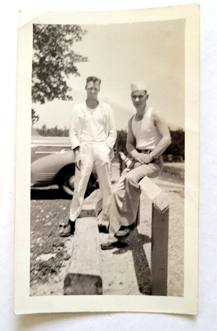 WWI Era Original Glossy 2 Photos U.S. Military Soldiers in Partial Uniform