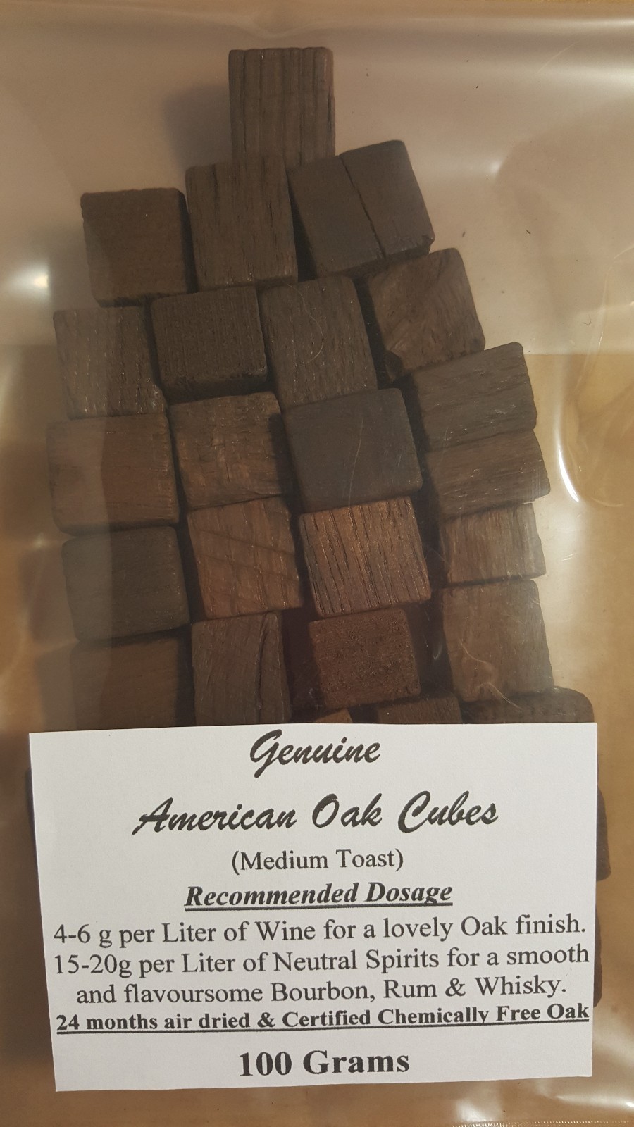 American Oak Cubes Toasted 100g/500g/1kg Homebrew for Bourbon / Whisky /Rum/Wine