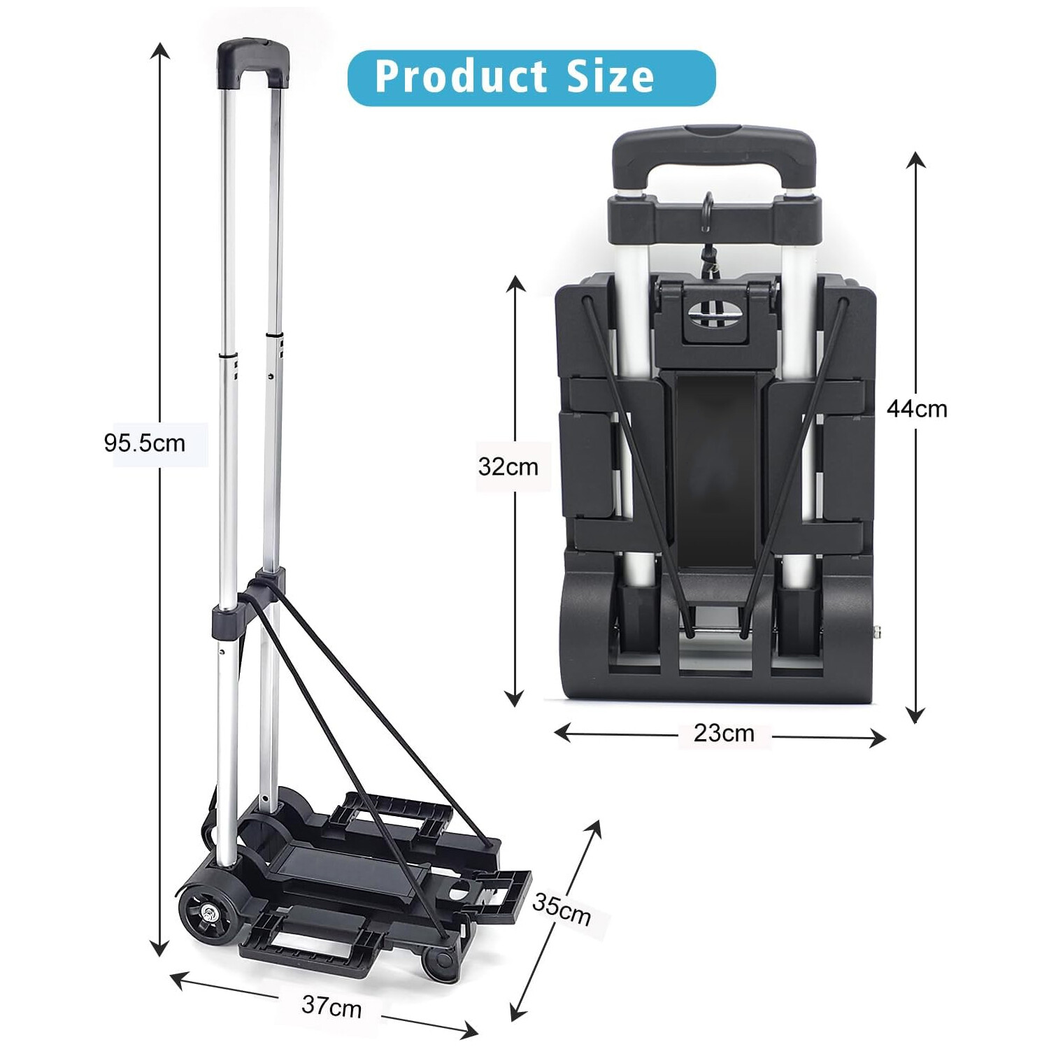 Small Folding Hand Truck Dolly Wheels Lightweight Aluminum Foldable Luggage Cart