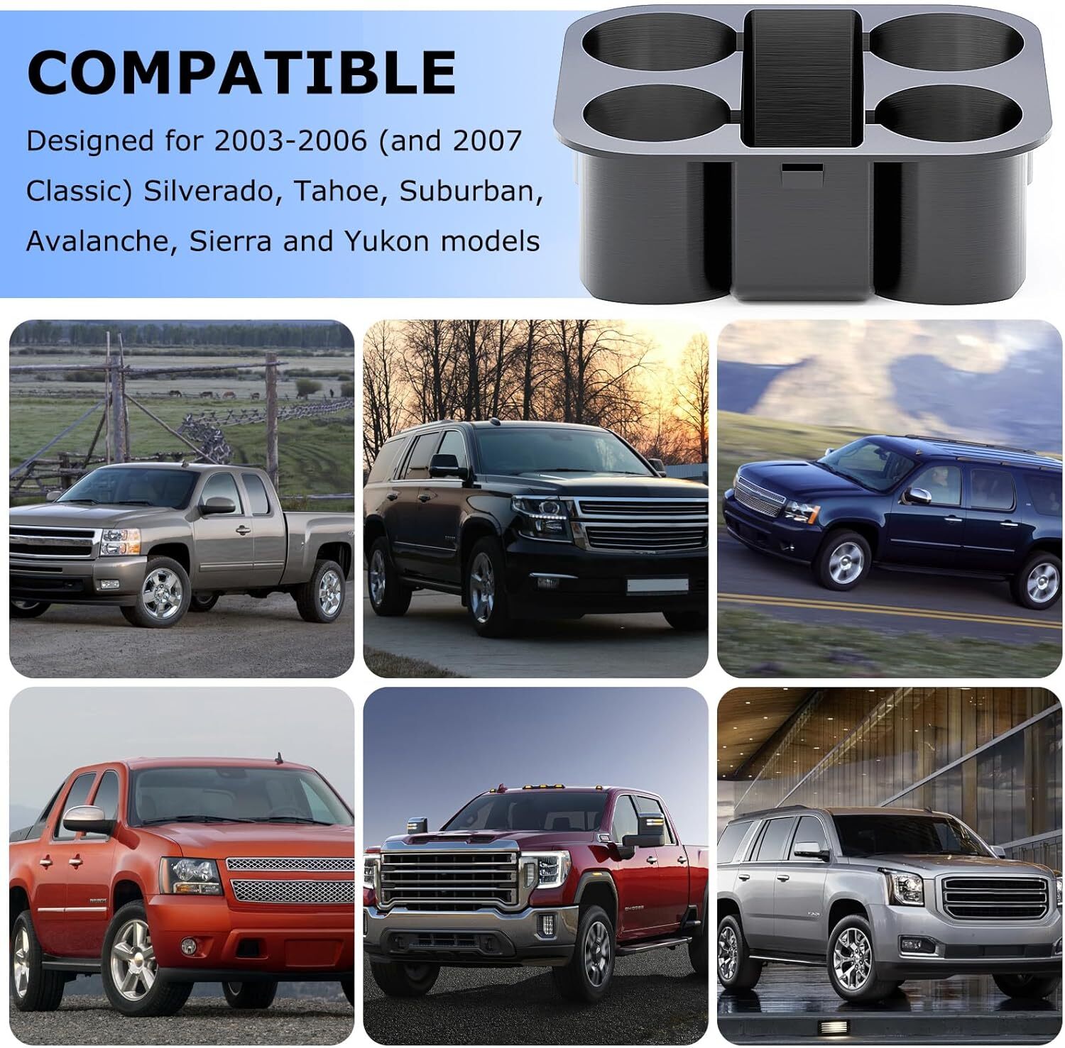 Cup Holder Upgrade for Chevrolet 2003-2007 GMC Silverado Tahoe Suburban Yukon