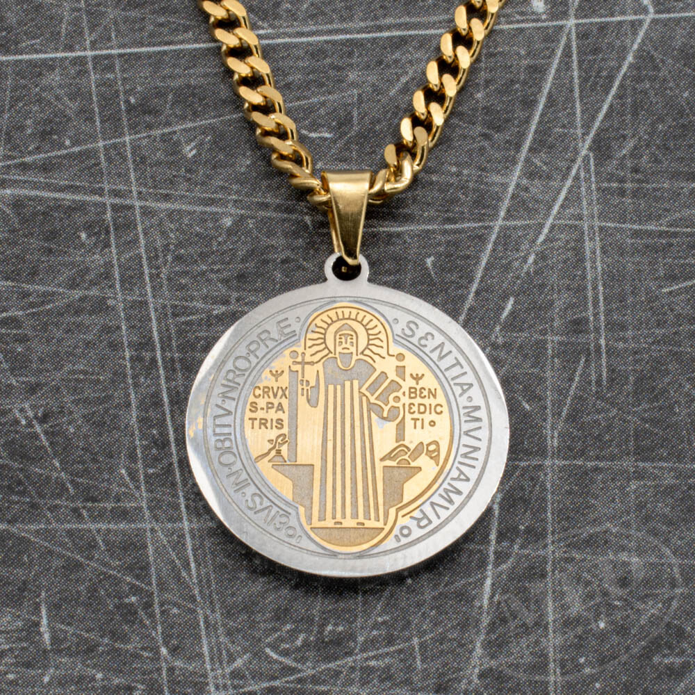 Limited Edition High Quality Stainless Steel Saint St Benedict Pendant Necklace