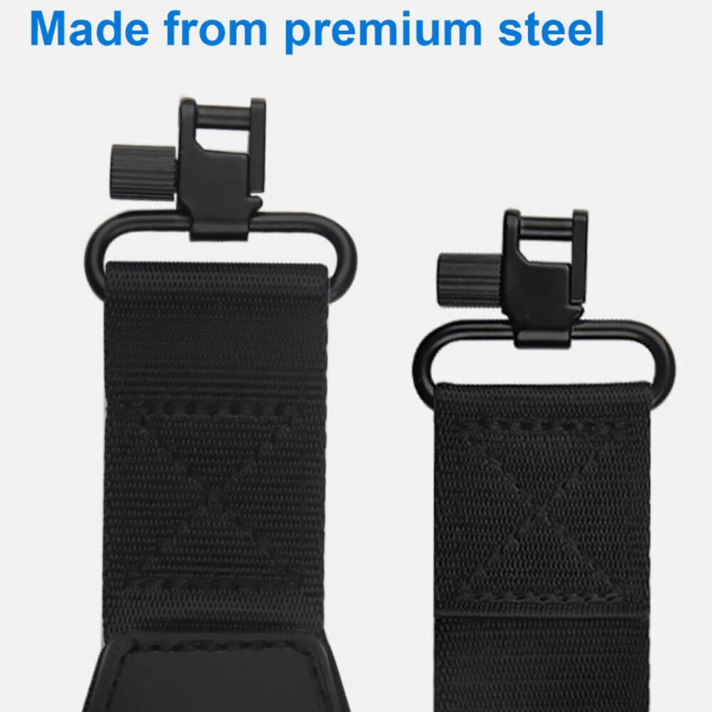 Full Black 2 Point Rifle Gun Sling with Swivels & Neoprene Shoulder Padded Strap
