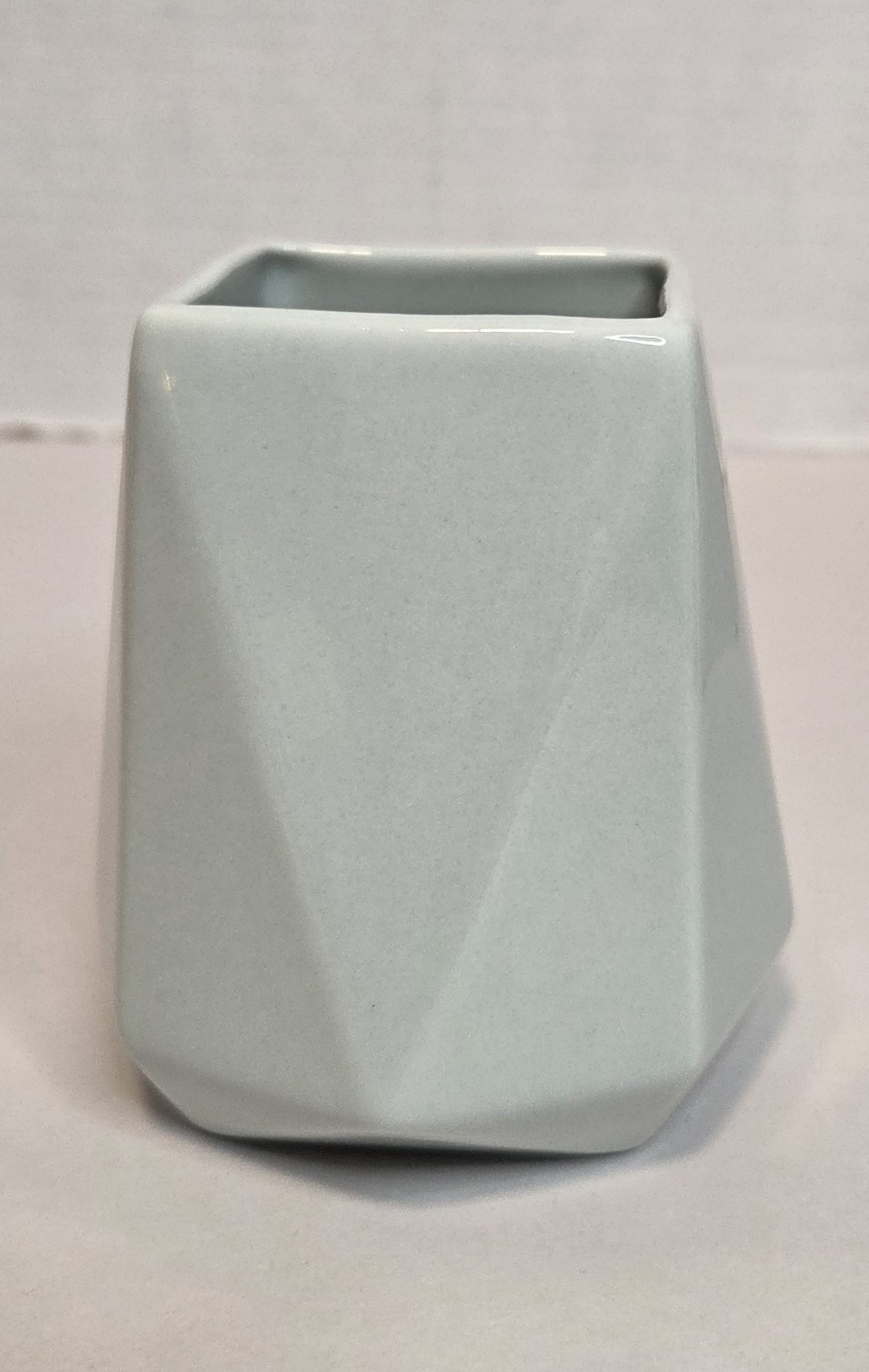West Elm Faceted Vase Planter Small Water Street Ceramic Pale Blue