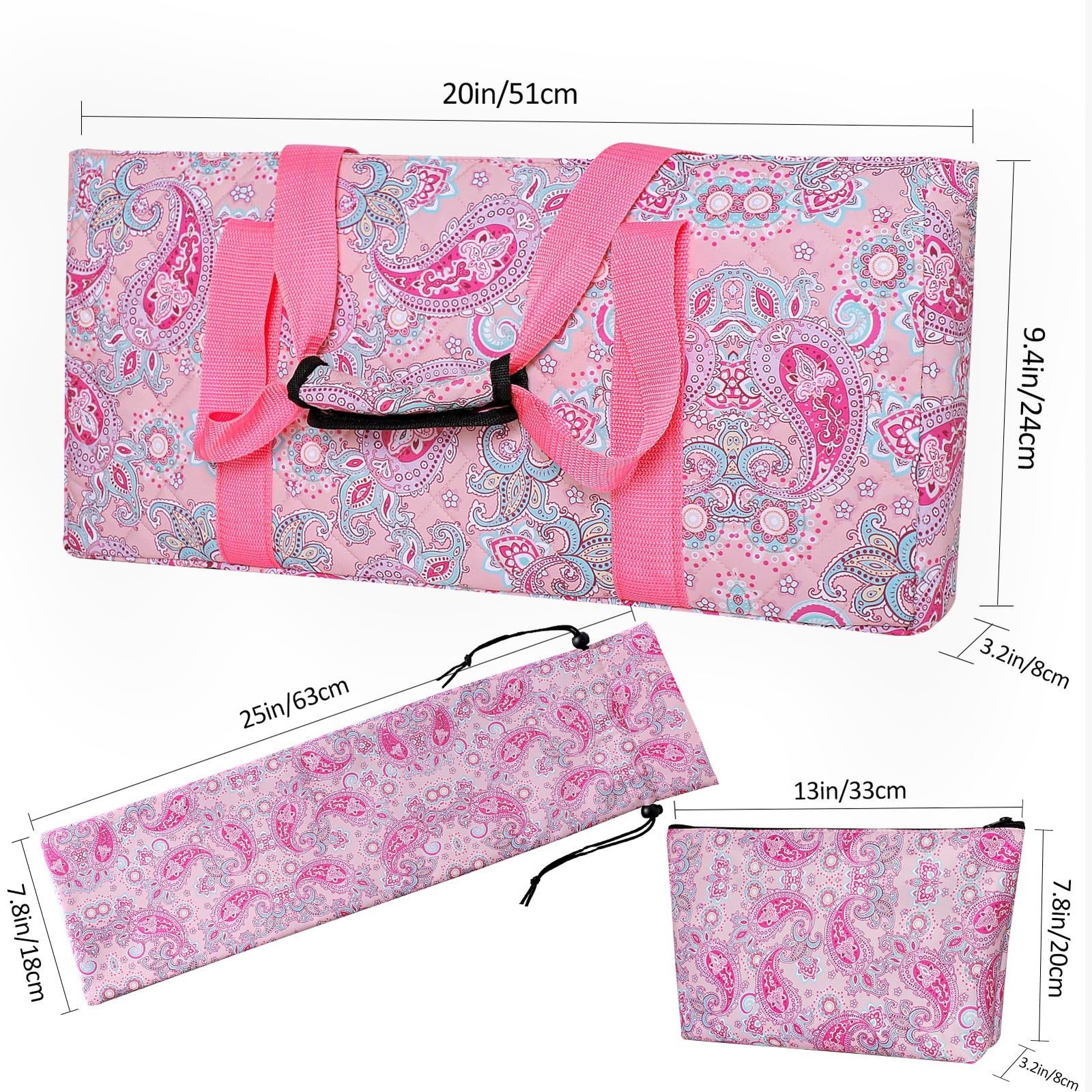Empty Mahjong Bag,Thickened Pink Printed American Mahjong Game Set, Tiles Bag...