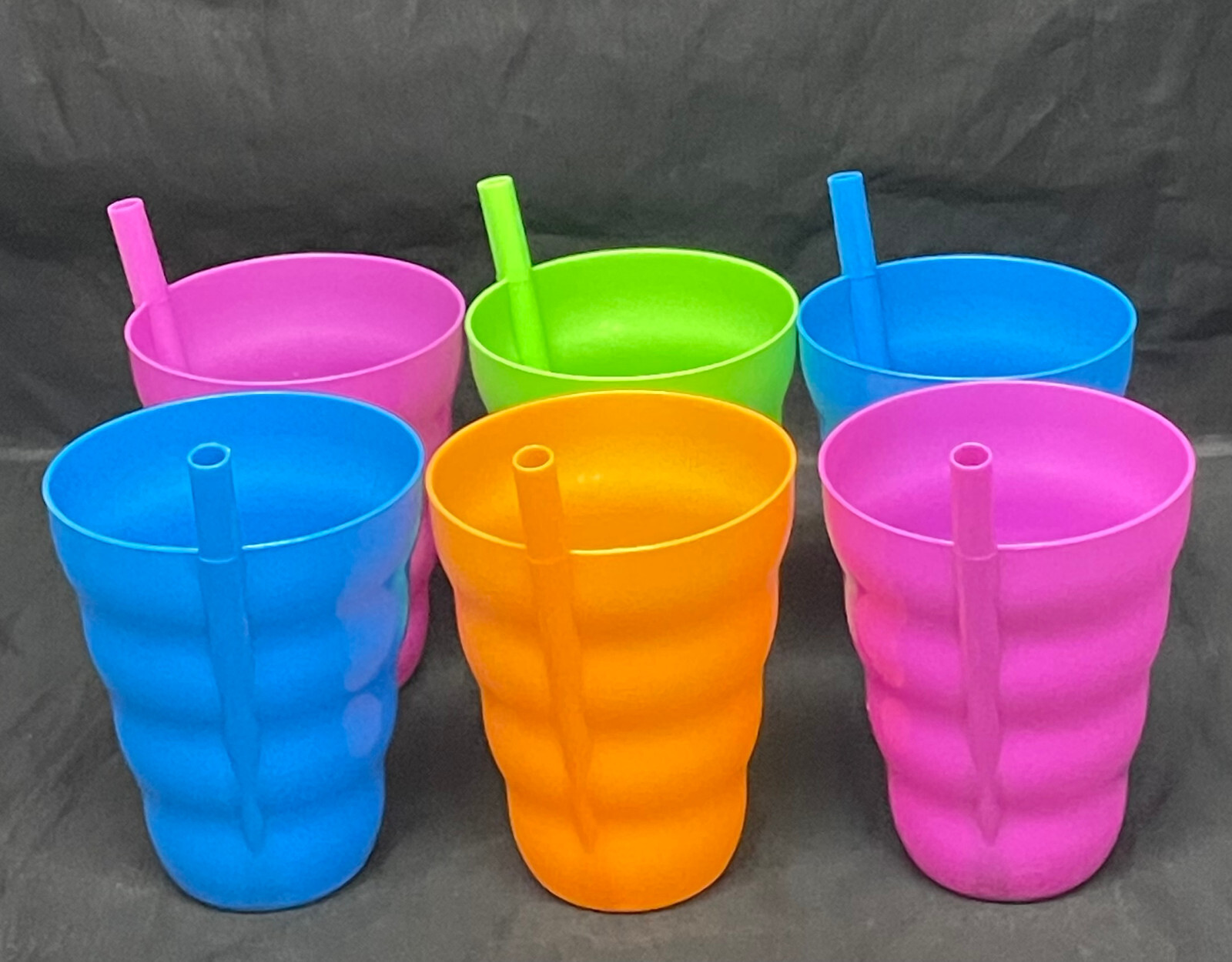 Kids Sip-A-Cup with Built In Straw, 10oz Multi-Color - MADE IN USA,  LOT of 6