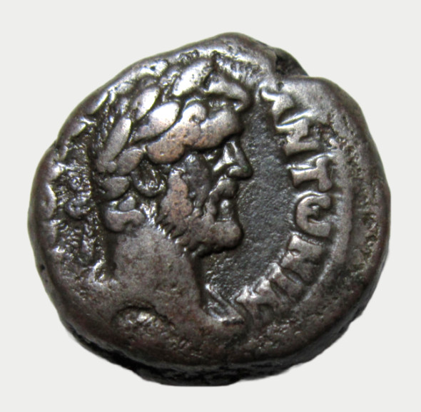 EGYPT, ALEXANDRIA, BILLON TETRADRACHM. ANTONINUS PIUS 138-161 AD. NILUS REVERSE.