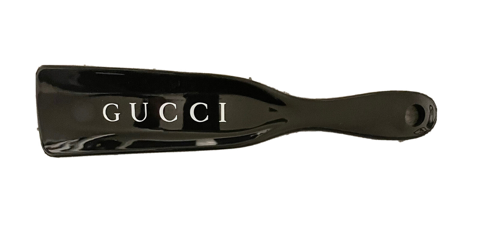 GUCCI Shoe Horn 7" Designer Logo - Black Heavy Plastic NEW In Wrapper