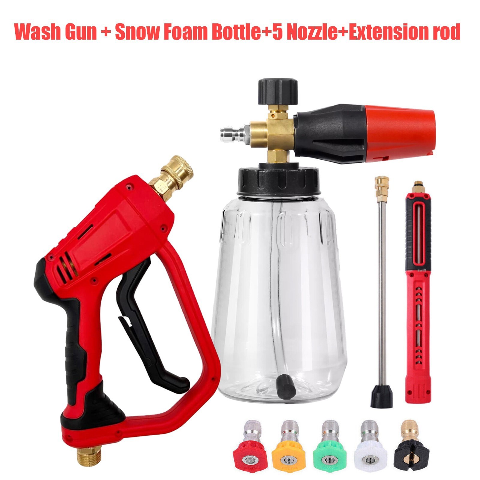 Pressure Washer Gun Car Wash Soap Lance Cannon Spray Jet Bottle Snow Foam Kit