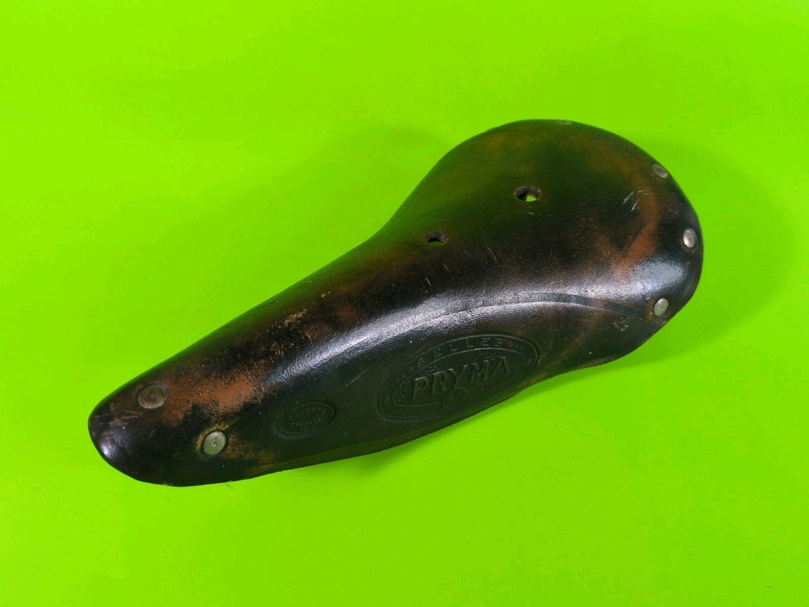 Vintage French Selles Pryma Brown Leather Saddle 65 Eroica Good Condition