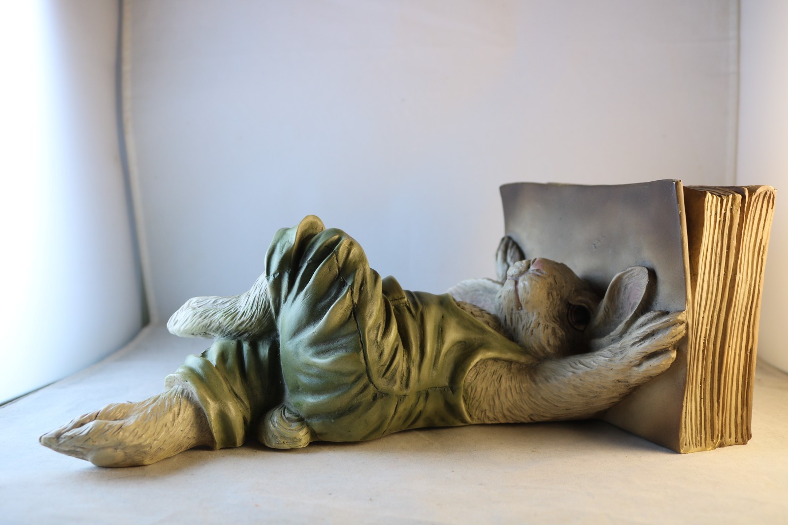 Vintage CHRISDON Rabbit Handstand on Books Figurine Whimsical Bunny Shelf Sitter