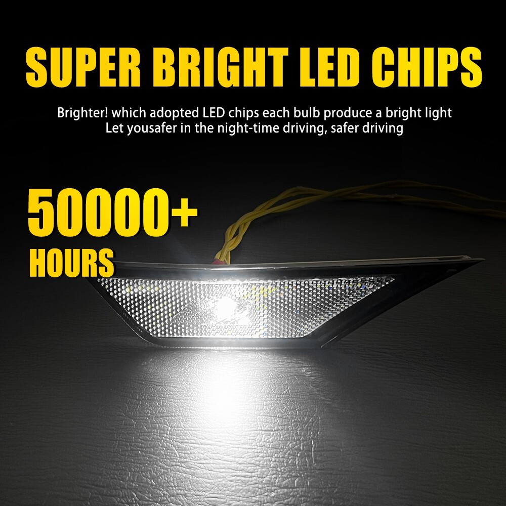 2PC For 2016-2021 Honda Civic Front LED Side Bumper Marker Smoked White LED EOA