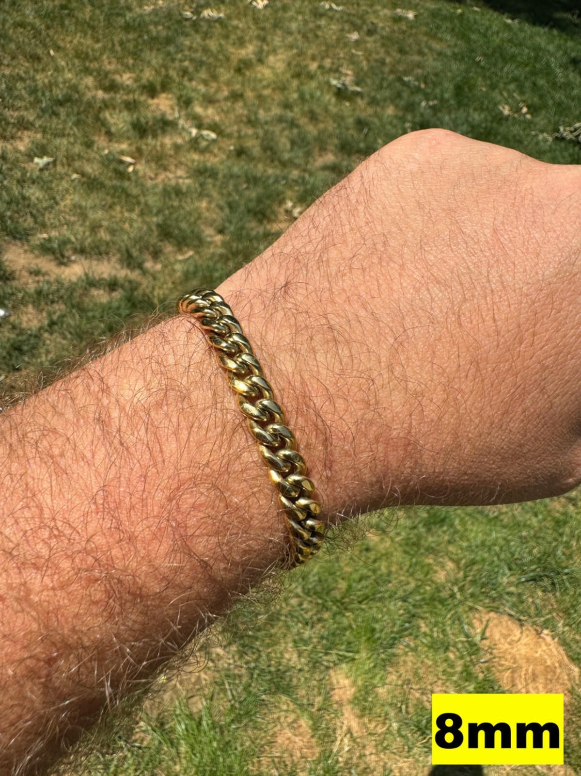 Real Miami Cuban Link Bracelet 1ct CZ Iced Clasp 14k Gold Plated Stainless Steel