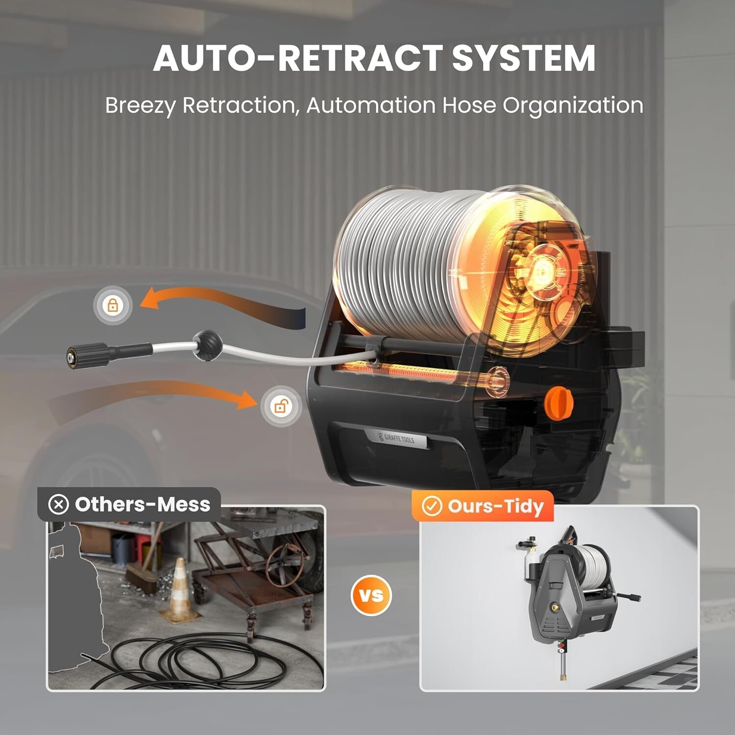 Electric Pressure Washer Wall Mount Max 2900 PSI, Ultra-Soft Hose 100FT, Plus+