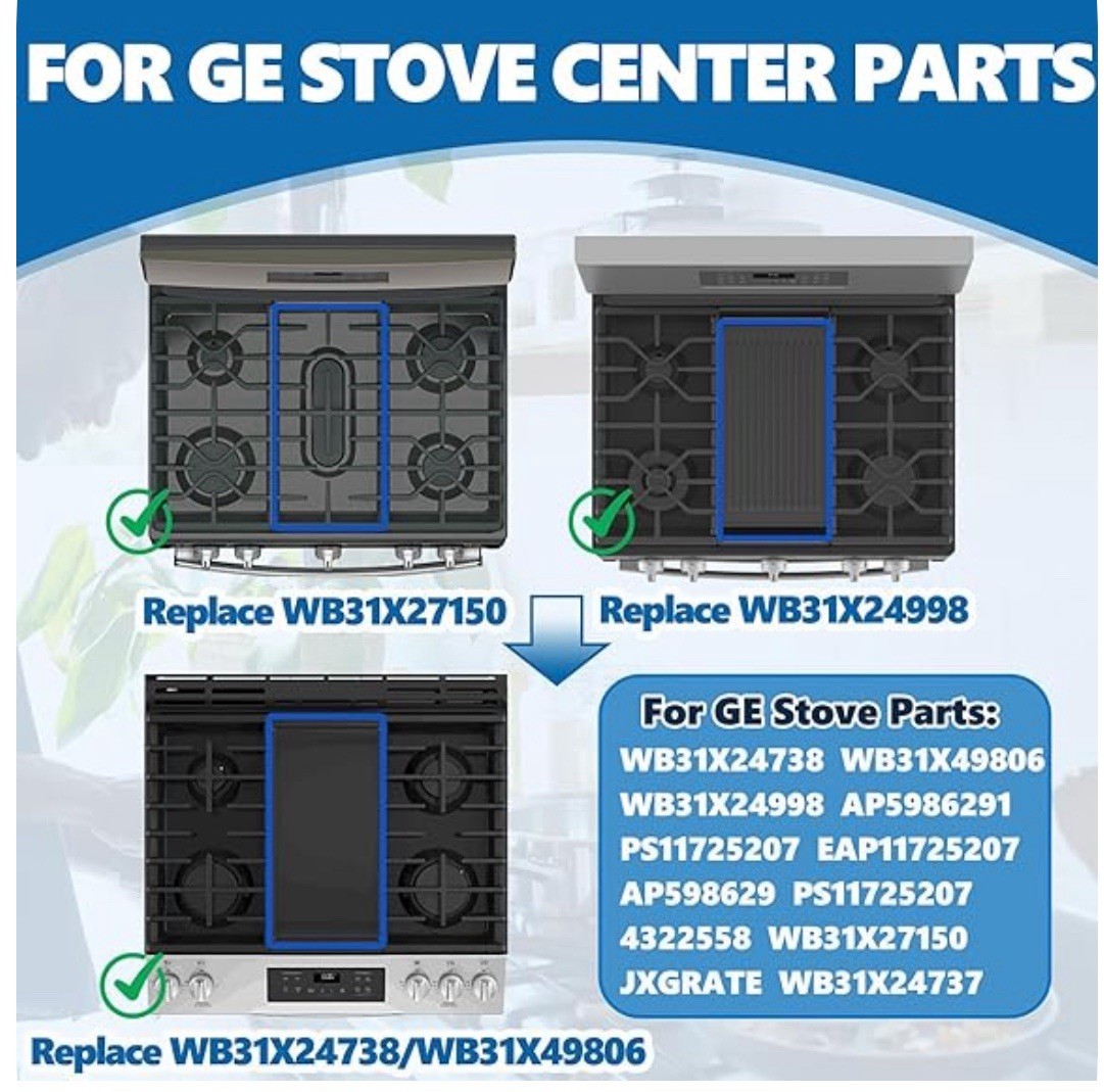 Upgraded WB31X24738 Griddle Replacement for GE Gas Stove Top Center Griddle