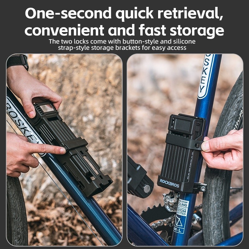 ROCKBROS Motorcycle Bike Lock Folding Anti-theft Portable Key MTB Road Antirust