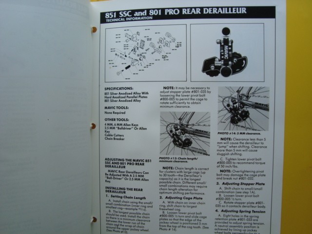 Vintage USA Road Race Bicycle MAVIC 6 page Catalog for headset / hubset / Z hub