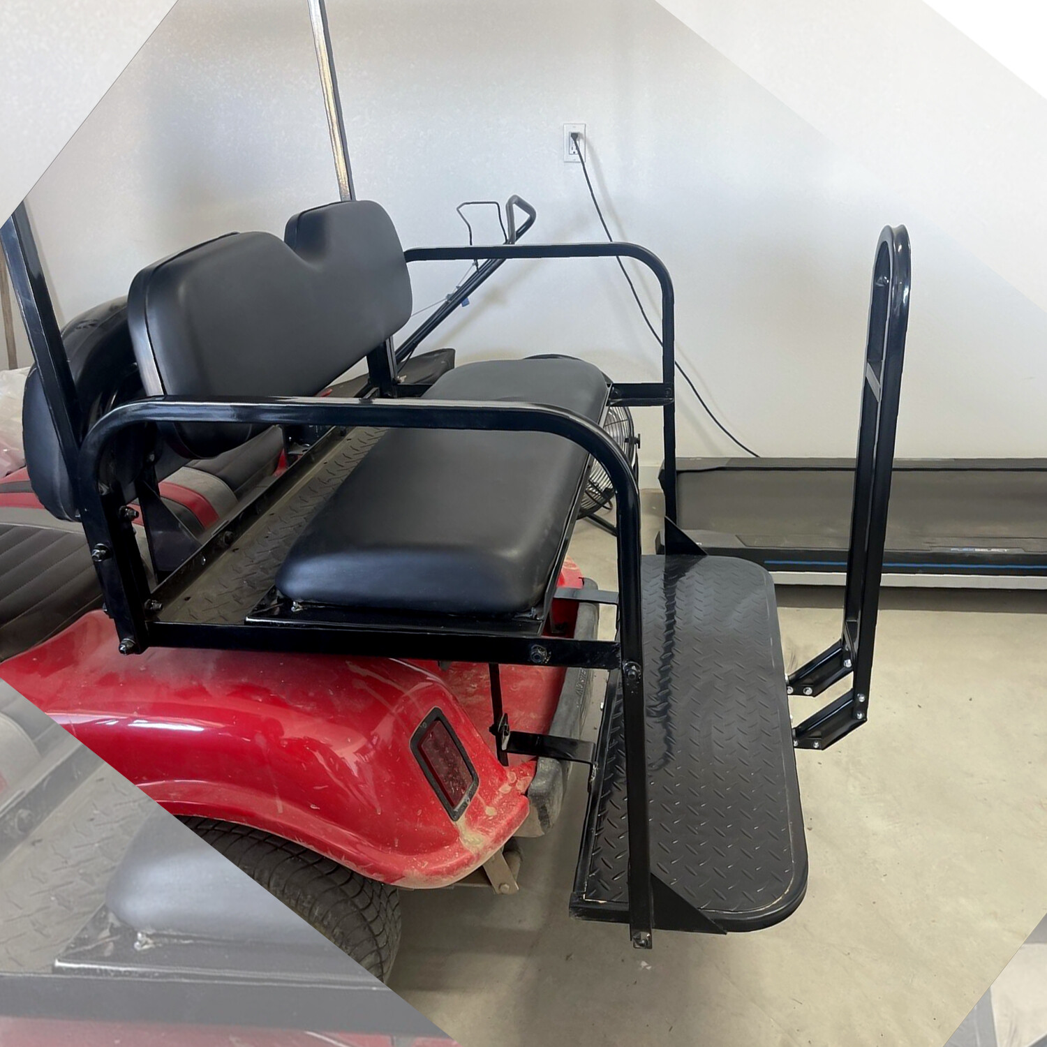 For 1995-UP EZGO TXT Golf Cart Flip Rear Seat Kit W/Roof Support Safety Grab Bar