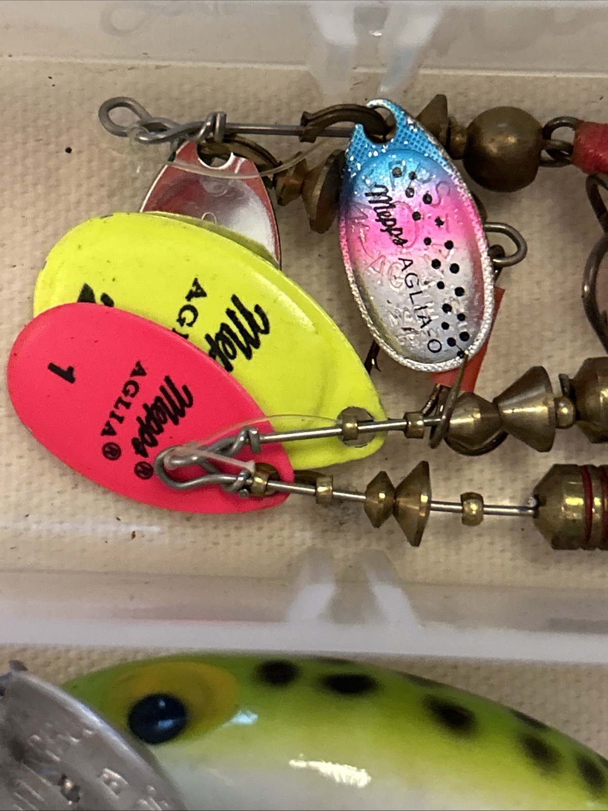 Plano Clear Tackle Box 3500 With Lures Weights Plastic Worms LOT Fishing Fish