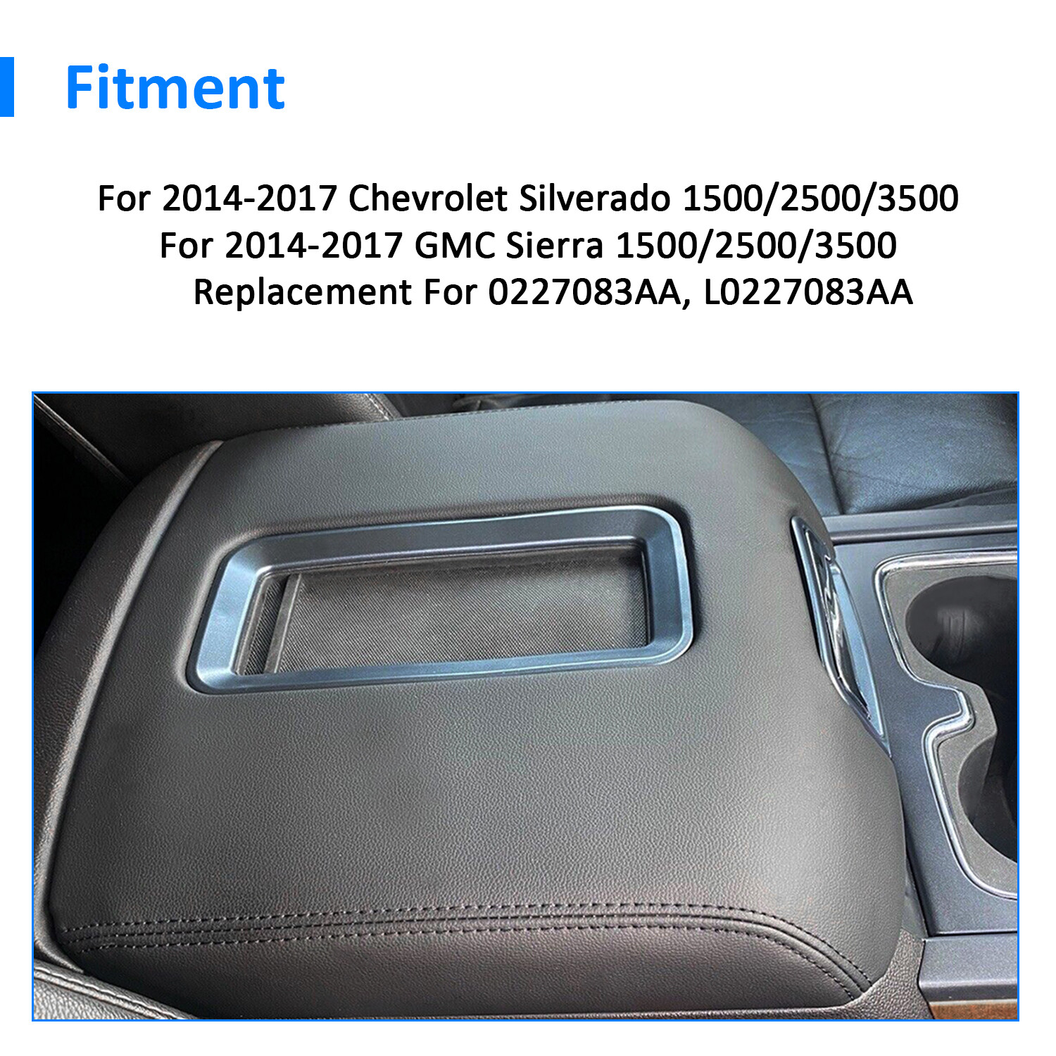 Leather Center Console Armrest Lid For 2014-2019 Chevrolet Silverado GMC Sierra