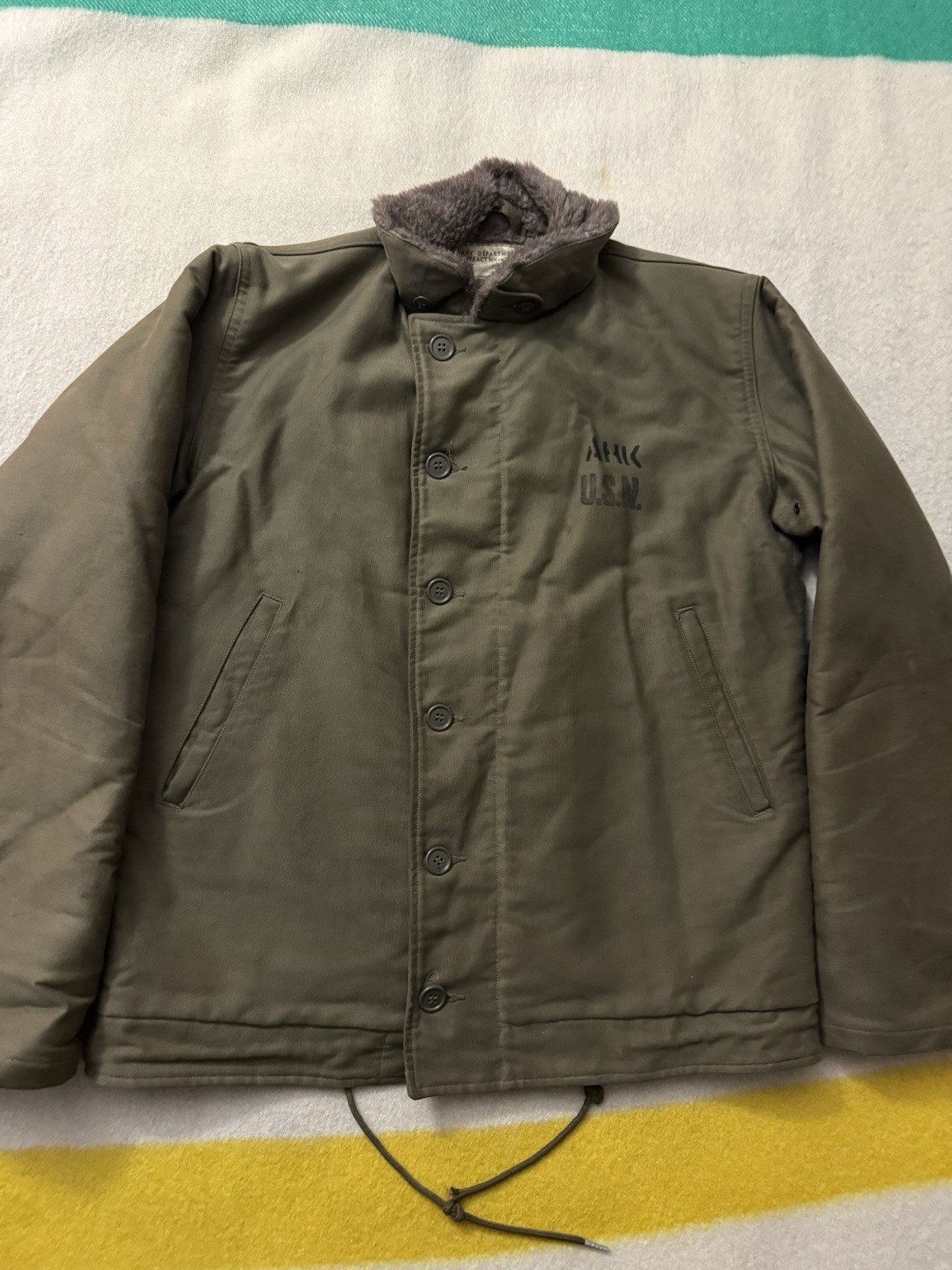 Vintage WW2 40s USN US Navy N1 Deck Jacket Size 38 Medium M Named NXsx 73744