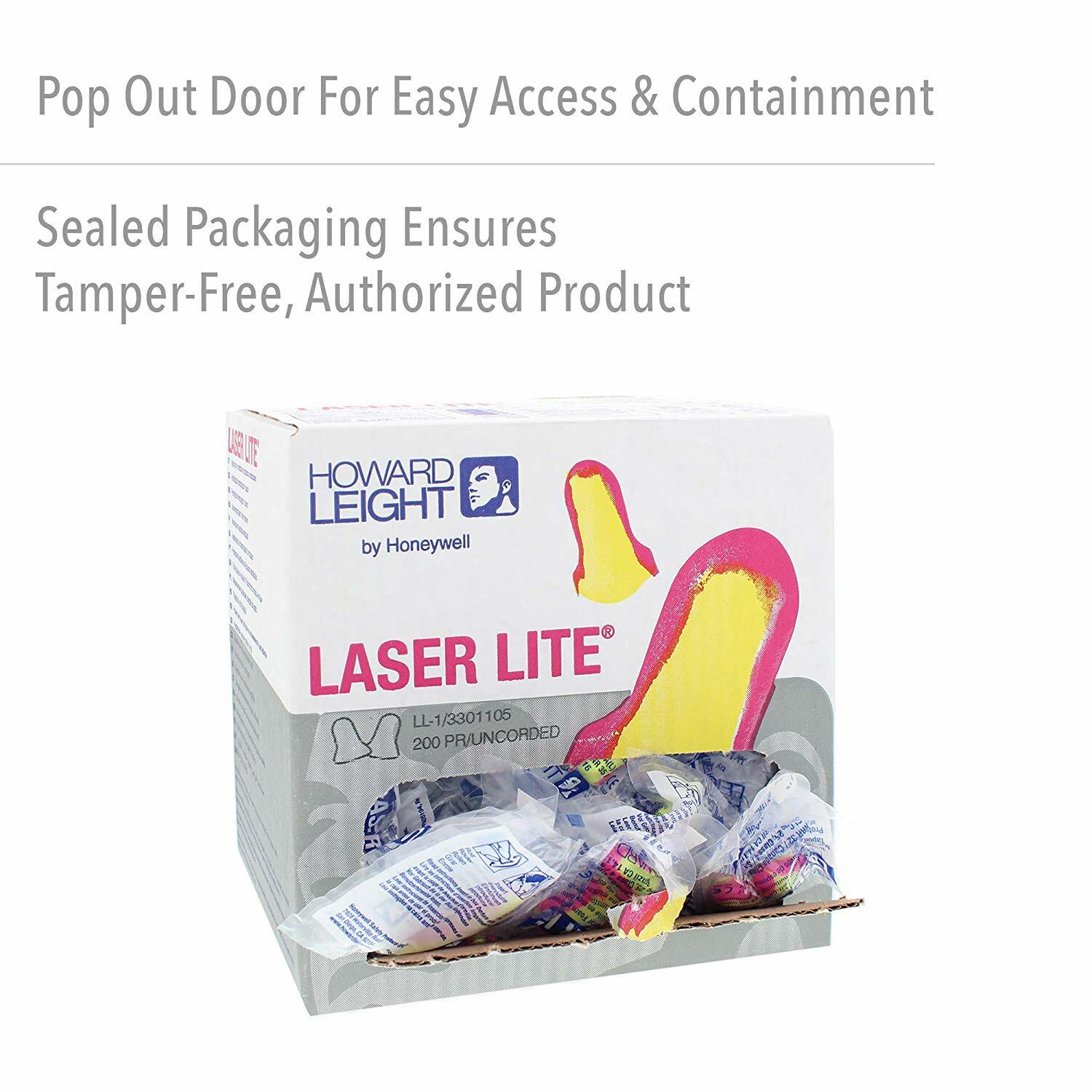 LL1 Howard Leight Laser Lite Ear Plugs UNCORDED NRR 32, 200/Pair Box