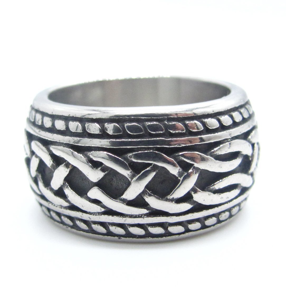 MENDEL Mens Irish Celtic Love Infinity Knot Ring Band Stainless Steel Size 7-15