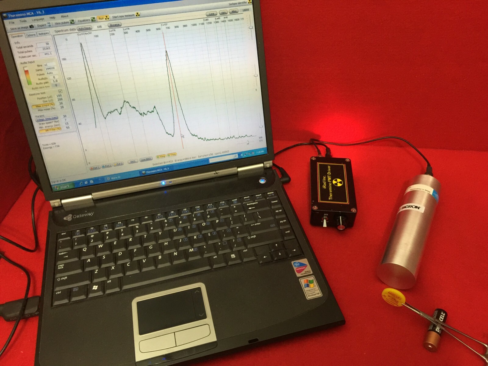 Bicron Gamma Scintillation Detector NaI(Tl) Spectroscopy Ready 2.25" X 1.5" dia