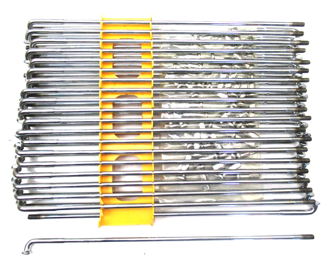 CHROME 21" SMOOTH SPOKE AND NIPPLE SET 40 PIECES EACH, FOR HARLEY STEEL HUBS