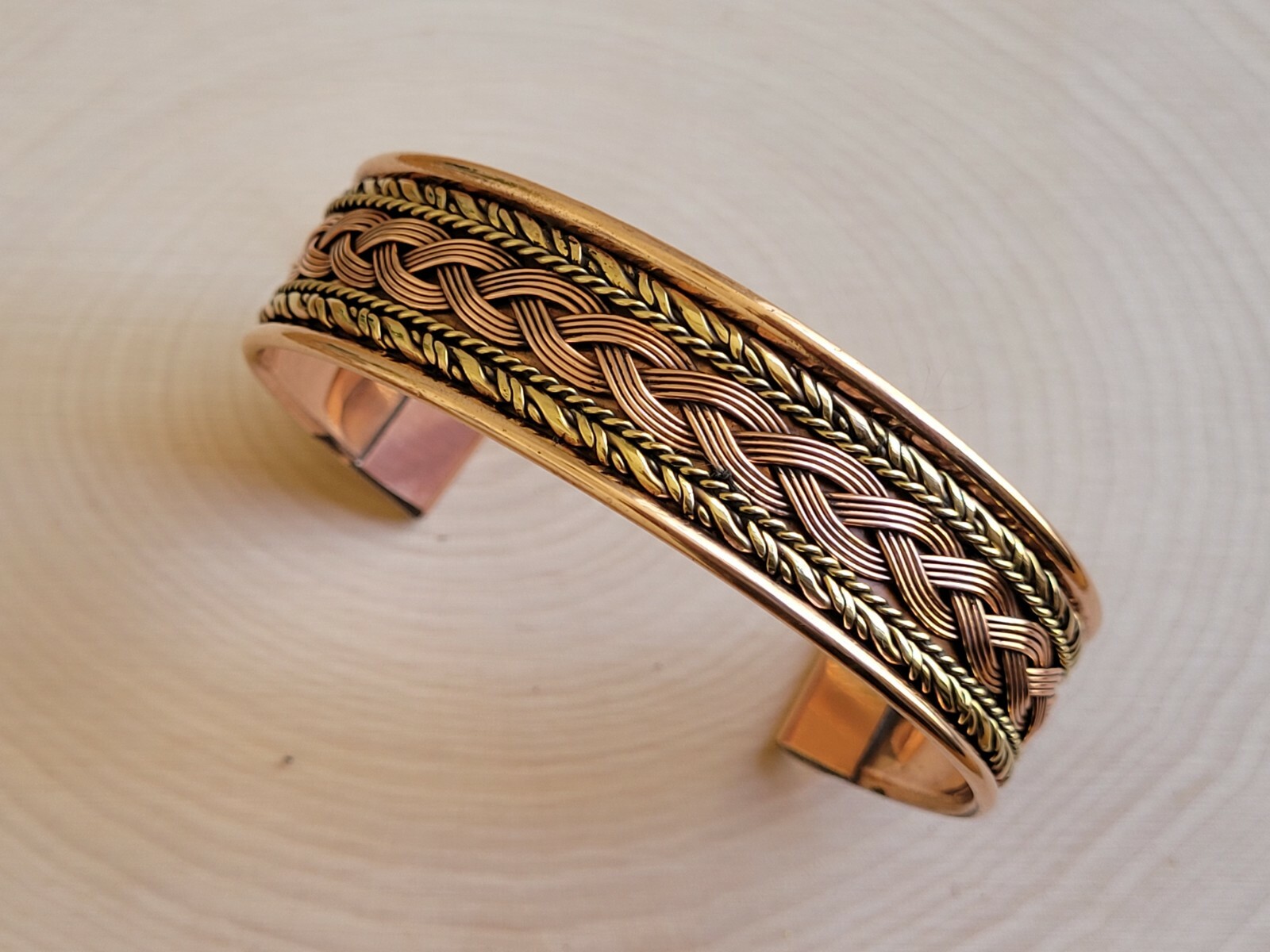 Solid Copper 2 Tone Cuffed Bracelet Pure Copper Arthritis Pain Therapy Cuff