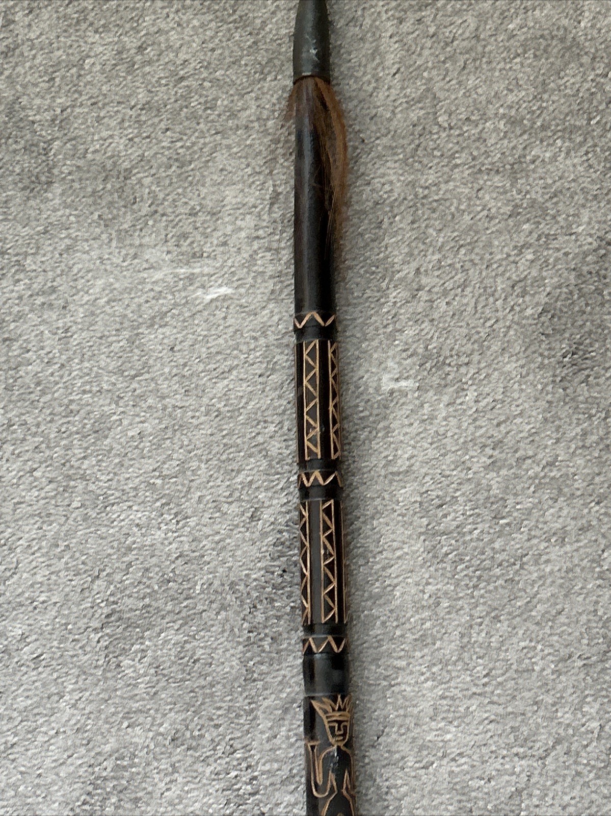 Vintage African Wood & Metal Hand Carved Spear 59”