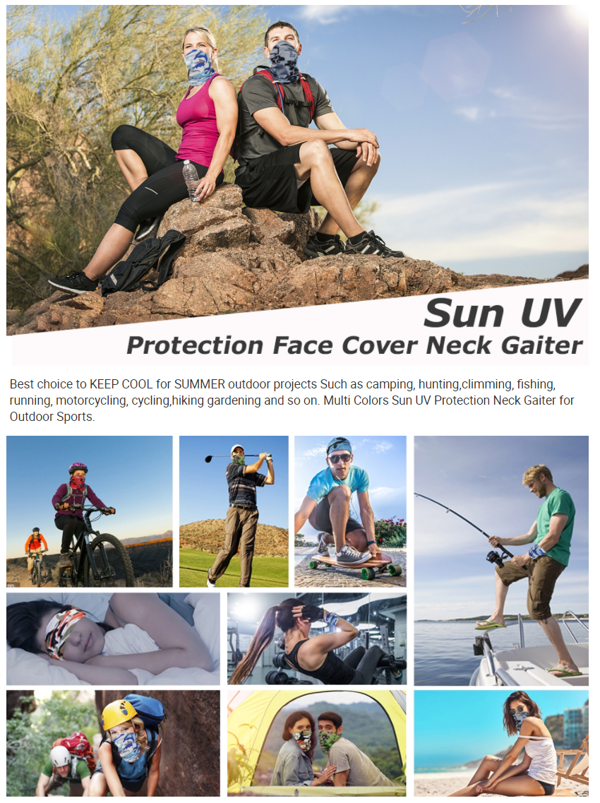 Face Mask Balaclava Scarf Neck Fishing Shield Sun Gaiter UV Headwear 100 Styles