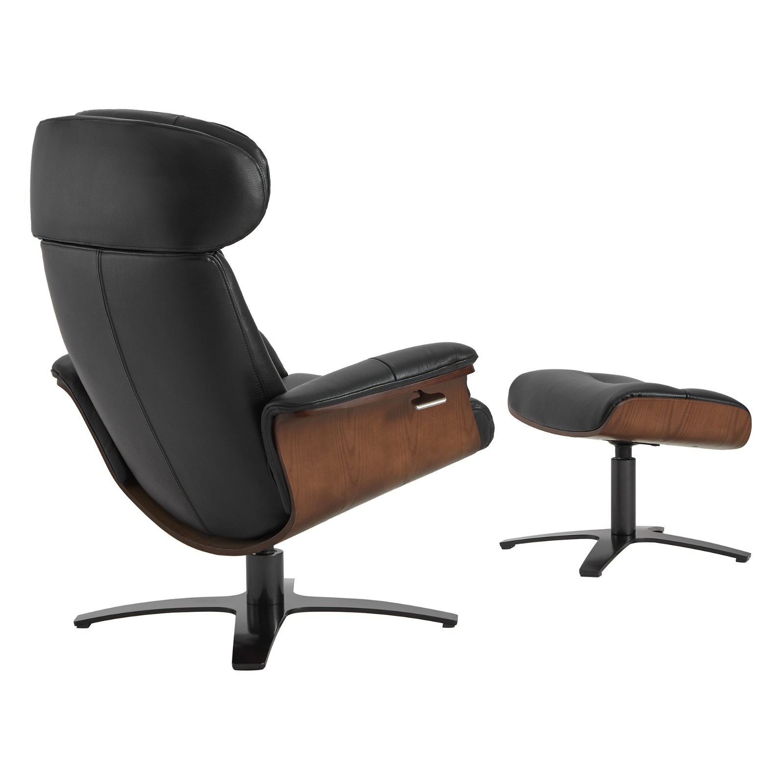 CHITA Genuine Leather Reclining SwivelChair with Adjustable Headrest and Ottoman
