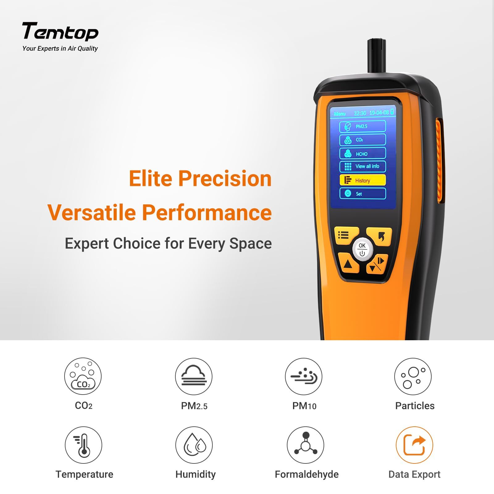 Temtop M2000 2nd Air Quality Monitor PM2.5/10 CO2 HCHO Formaldehyde Detector
