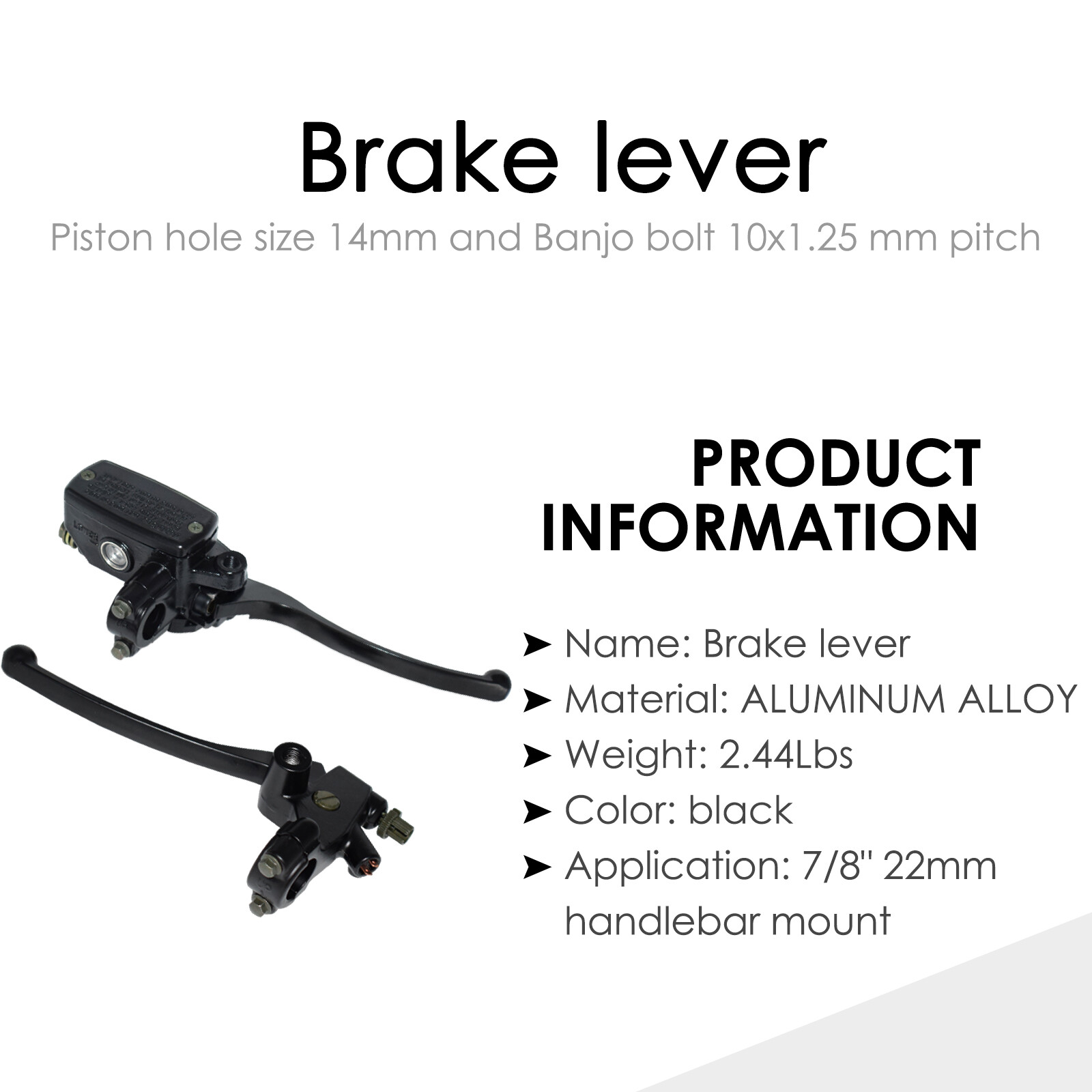 Motorcycle 7/8" Handlebar Hydraulic Brake Master Cylinder with Wire Clutch Lever