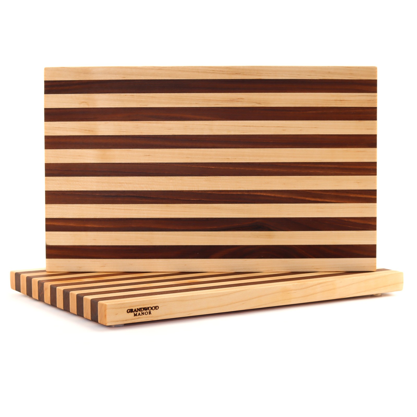 1" Thick Maple & Walnut Wood Cutting Board with Feet (17" x 11")