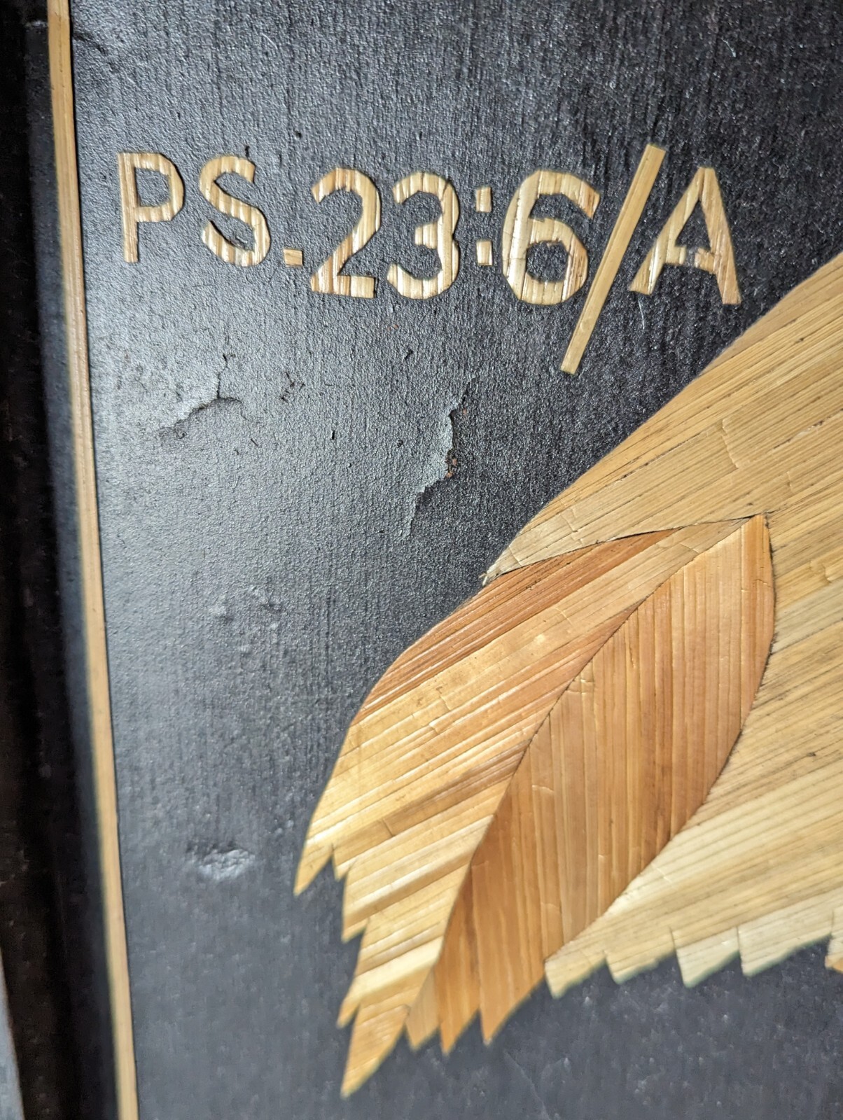 Handmade African Banana Tree Art Ostrich Christian Wall Decor Psalm 23:6 Vintage