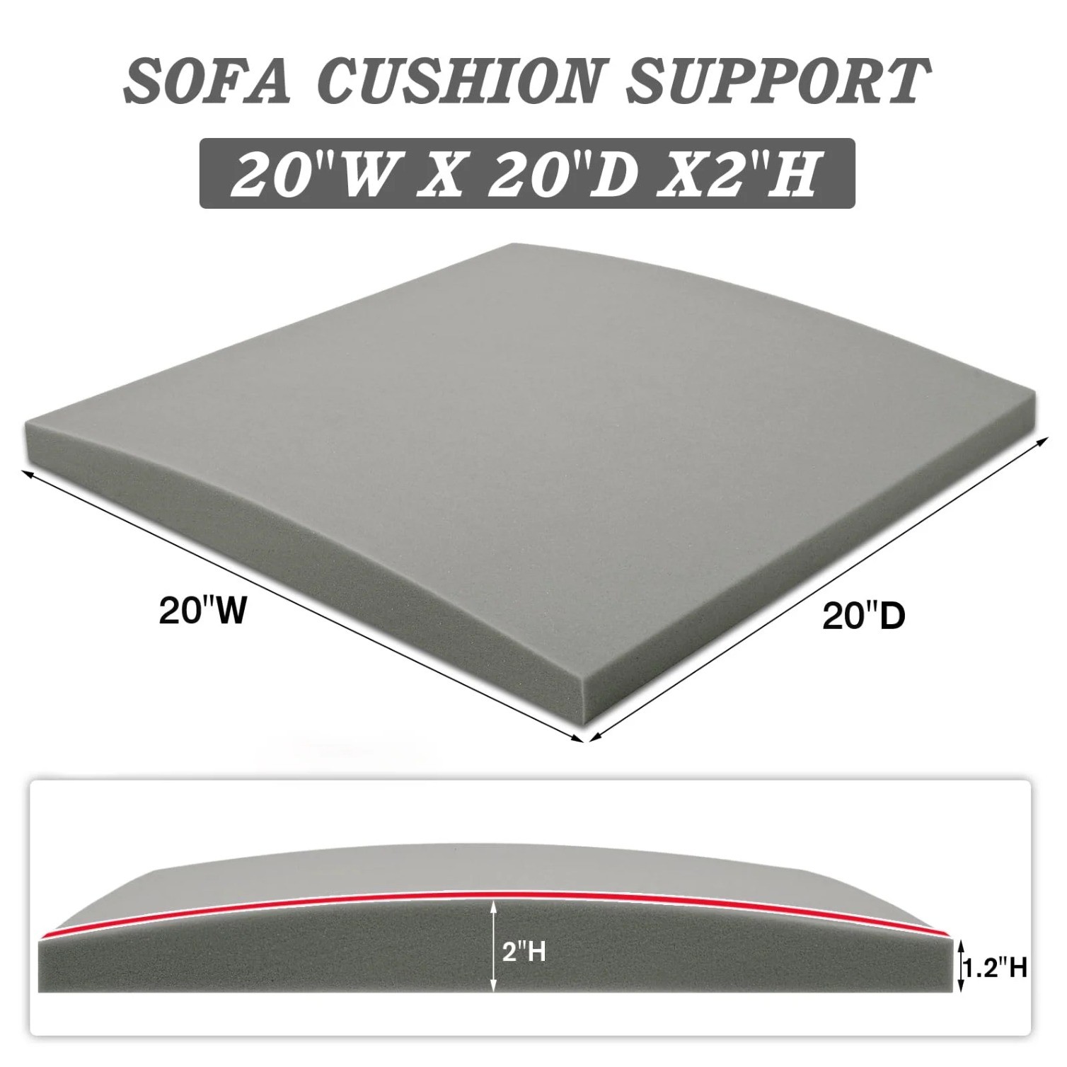 20" x 20" 3PCS Couch Cushion Support for Sagging Seat Curve Sofa Cushion Support